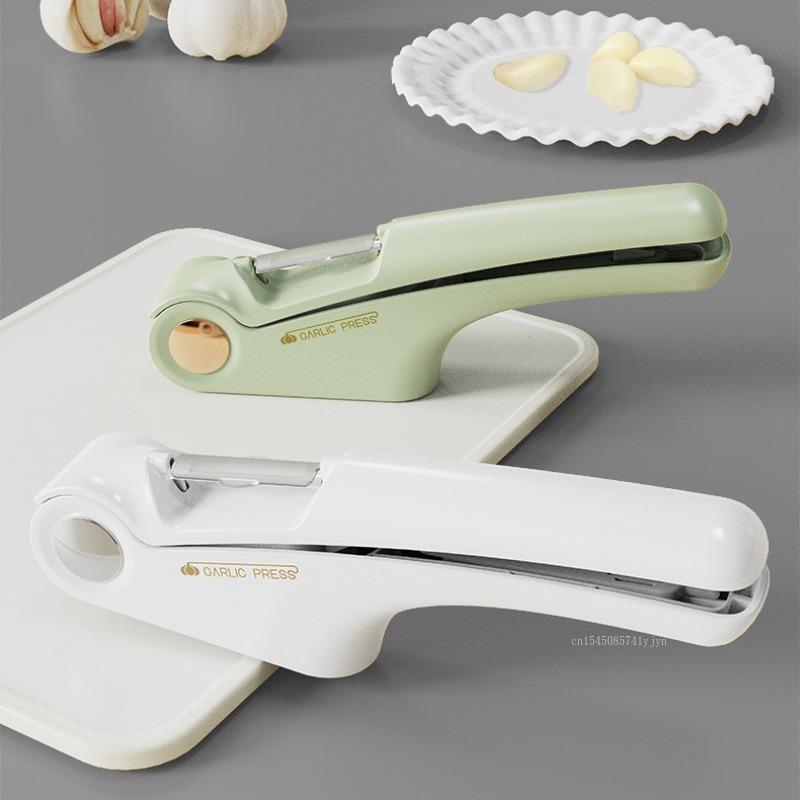 4-In-1 Garlic Mincer Crusher Slicer, Can Opener & Peeler,Multifunction Garlic Press Crusher Handheld Ginger Mincer Tool