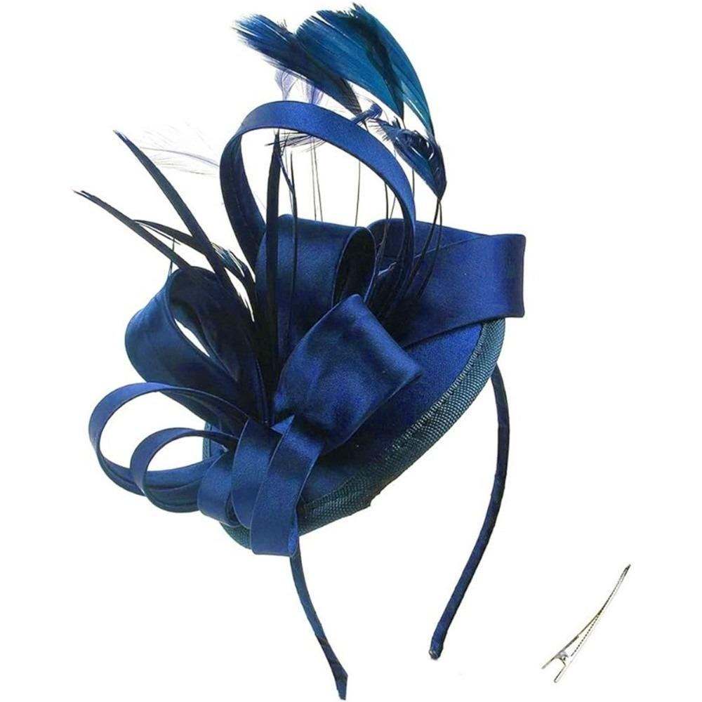 Lightweight Bow Feather Fascinator Headband Satin Tea Party Hair Hoop Hair Accessories Banquet