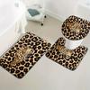 3 шт. Модный набор ковриков для ванной комнаты с леопардовым принтом, нескользящий коврик U-образной формы и чехол на крышку унитаза, тематика с животными, моющиеся коврики для пола
