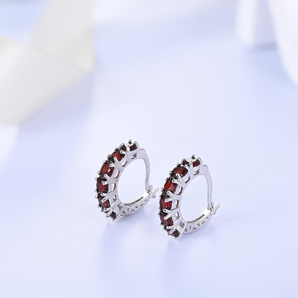 Удивительные дизайнерские шикарные серебряные серьги-кольца с натуральным гранатом, январский камень, камень для благословения, ювелирные изделия для влюбленных, подарок