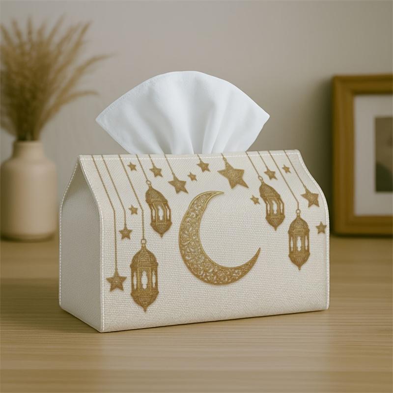 1pc Minimalist Modern Golden Tissue Holder - Crescent Moon Lantern in White, Sturdy Napkin Organizer for Vehicle, Kitchen, Dining, And Home Decoration