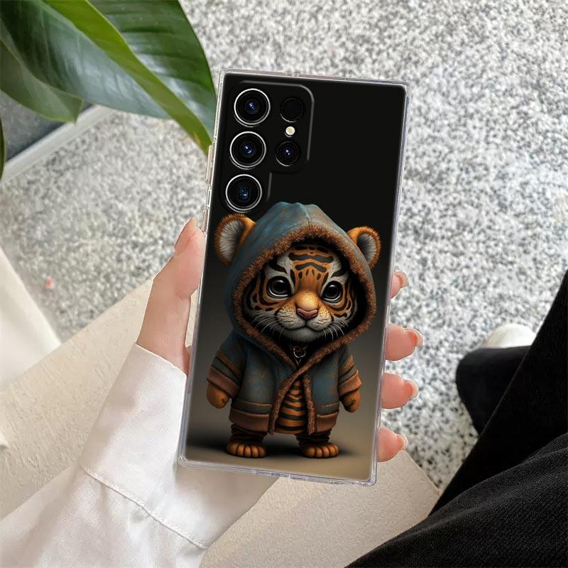Чехол S25FE для Samsung Galaxy S26 S25 S24 S23 Ultra S20 S21 FE S22 Plus S26 Ultra Чехол для телефона Утка Собака Лягушка Тигр Обезьяна Мультяшный