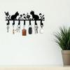 1 PC Black Iron Keys Hooks Double Kittens with Flowers Metal Wall Art - Modern Home Decor for Bedroom, Living Room, or Bathroom.