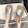 Ins Beach Breathable Sandals Lazy Breathable Thick Bottom Heightening Outer Slippers Women 2025 Summer and Autumn New