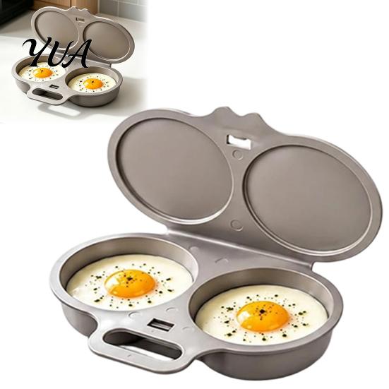 Non Stick Egg Maker Dual Cavity Microwave Poacher with Lid And Handle, Food Grade Plastic Cooker Steamer, Oil-free Cooking Non-deformable Reusable