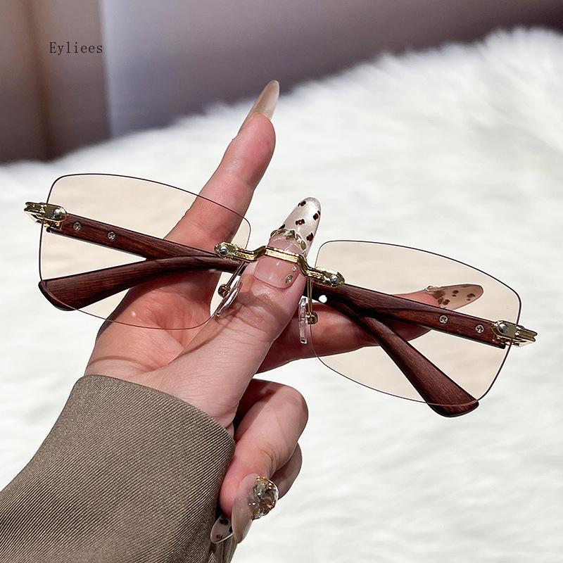Retro Sunglasses Women Brand Designer Rimless Gradient Sun Glasses Fashion Shades Outdoor Sports Frameless Eyeglasses