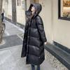 Shiny New Down Padded Jacket Women's Mid-length Thickened Long Over-the-knee Loose Black Jacket