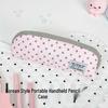 Pink Polka Dot Hand-Held Pencil Case - Stylish, High-Capacity, Creative Stationery Box for Students