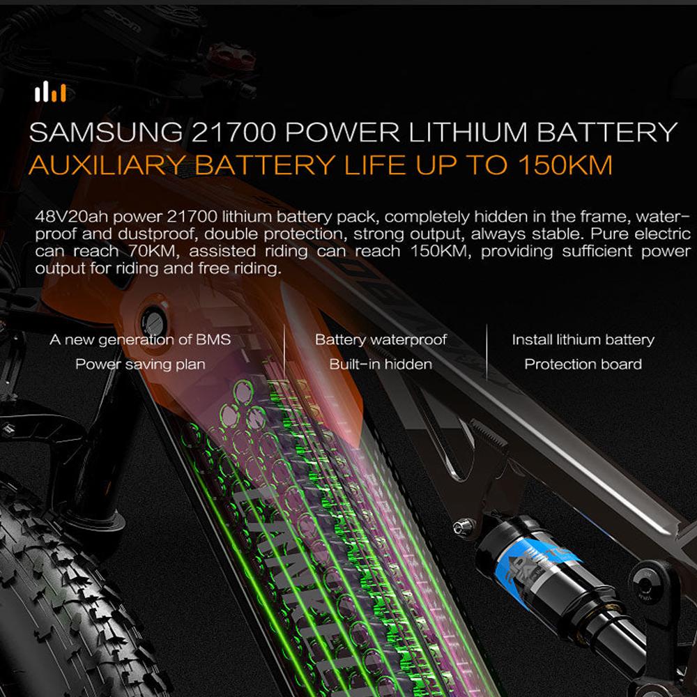 Электровелосипед Lankeleisi 26" Мотор 1000 Вт Вездеходный Ebike 48V 20AH Макс. Дальность 150 км Нагрузка 150 кг RV800