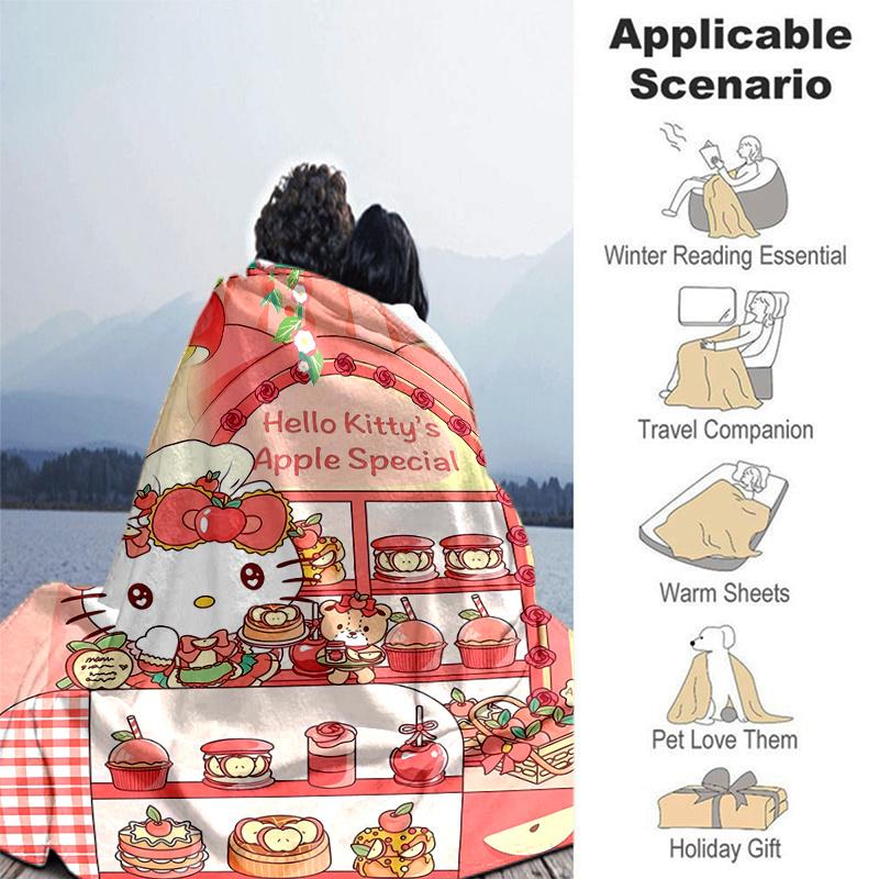 1pc Sweet Celebration Hello Kitty's Home Decor Blanket, Living Room, Travel, Camping, Car Blankets, Beach, Office Naps, Gift Blanket Cartoon Throw, Un