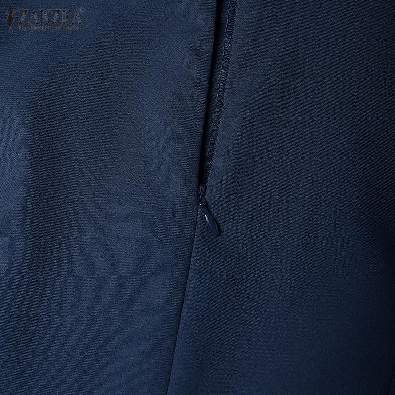 ZANZEA Женское модное платье А-силуэта с элегантным повседневным дизайном, воротником-стойкой и рукавами 3/4