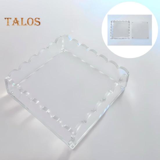 1/2Pcs Scalloped Acrylic Tray with Magnetic Mat Heavy Duty Clear Art Painting Poster Picture Photo Display Tray Home Office Desktop Decoration