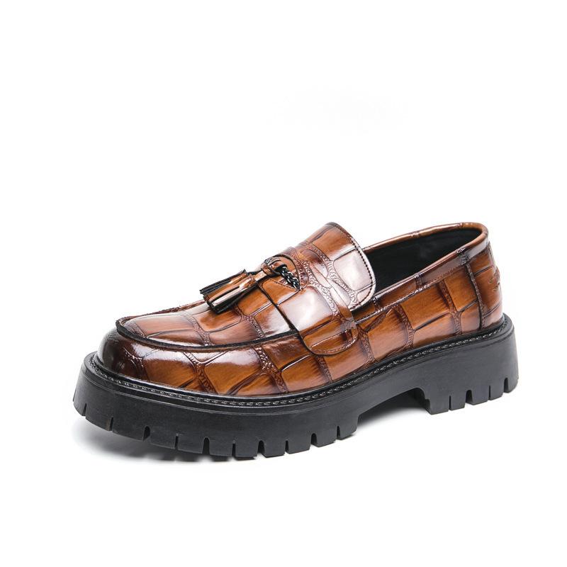 Men's Shoes Large Size Four Seasons British Business Dress Leather Shoes Men's Fashion Versatile Platform Leather Shoes Gloafers