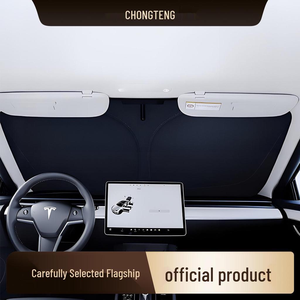 Индивидуальная солнцезащитная шторка для лобового стекла Tesla Model Y/3 Защита от жары и солнца