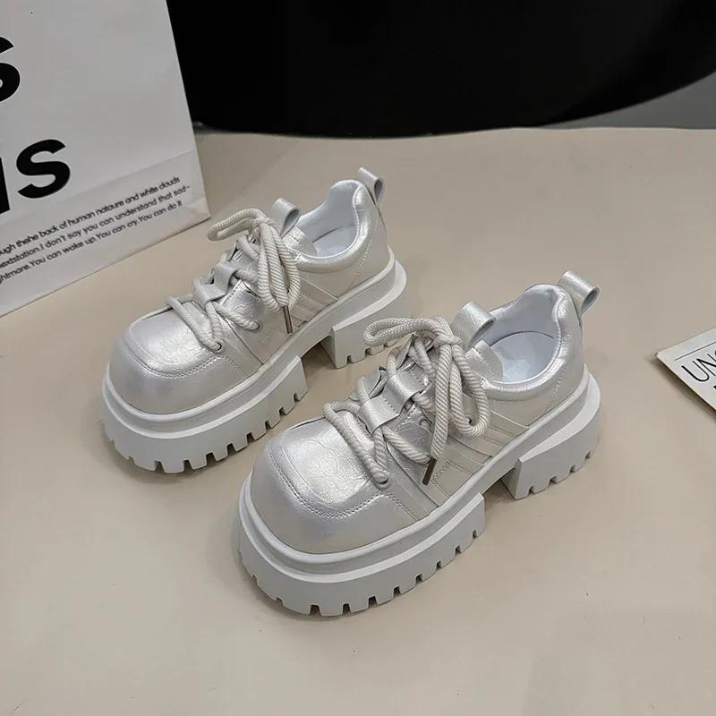 Модная женская обувь на высоком каблуке Мода 2025 Туфли на шнуровке с круглым носком для женщин Офис и карьера Классика Бестселлер Платформа Женская обувь