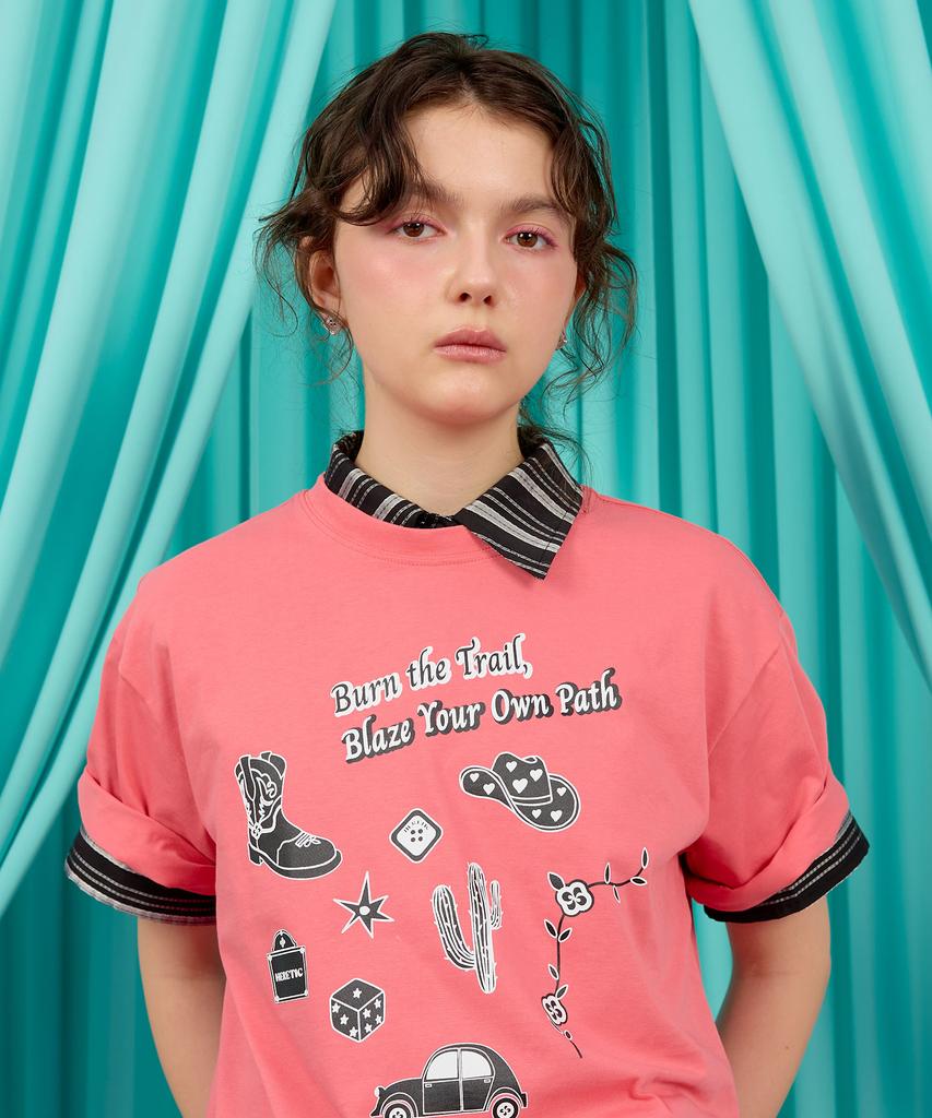 HERETIC Western Sketch T-Shirt / Pink