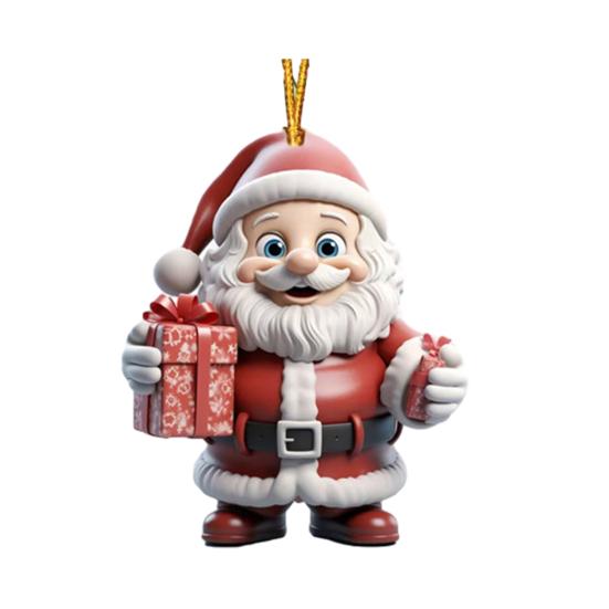Рождественское украшение Дед Мороз 2D Акриловый мультяшный Санта с подарочной коробкой Украшение на рождественскую елку для рождественской елки Праздничный домашний декор