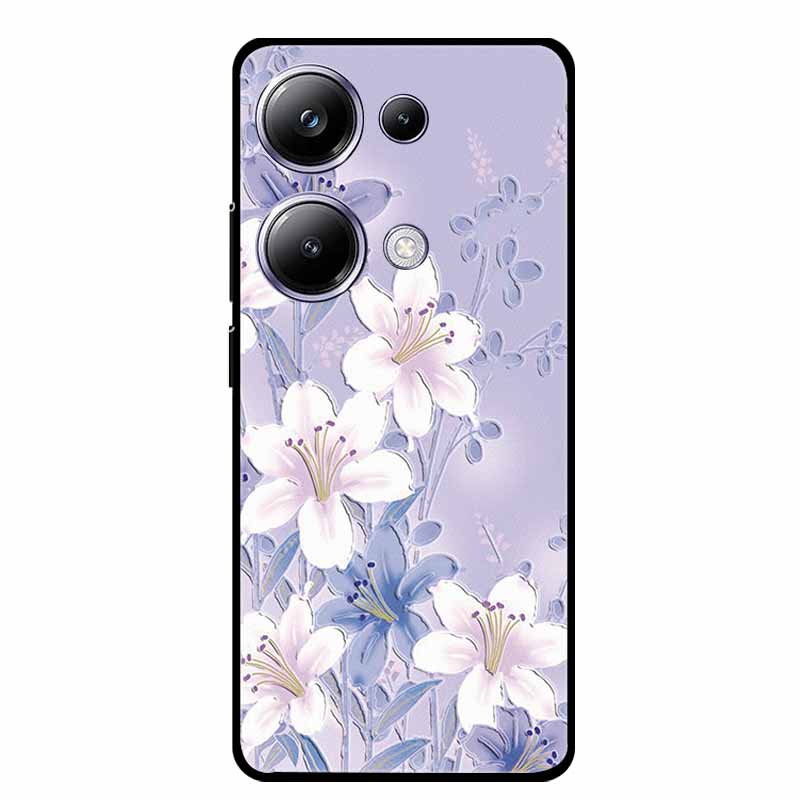 3D Тисненый Чехол Для Телефона Xiaomi Poco M6 Pro Цветочный Силиконовый Мягкий Задний Чехол Для Xiaomi Poco M6 Pro Чехол PocoM6 M 6 Pro Capa
