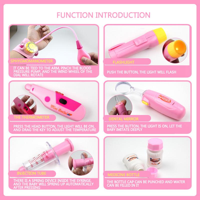 Набор для девочек-докторов, игрушечный симулятор семейного медицинского набора, розовый переносной чемоданчик для лекарств