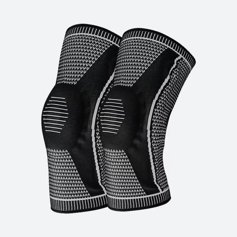 Спортивные силиконовые наколенники с пружинным сжатием для бега, альпинизма, нескользящие нейлоновые наколенники для баскетбола, велоспорта, эластичная уличная защитная экипировка