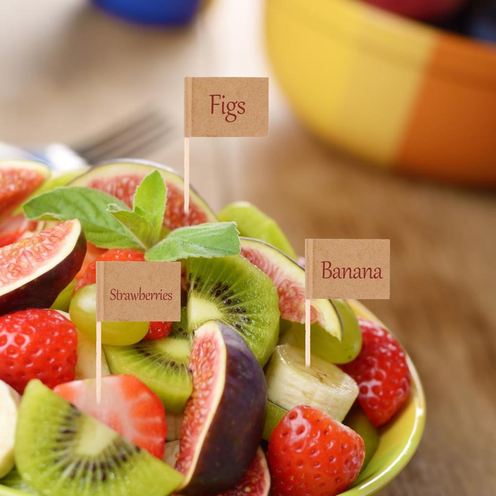 100 шт. Аксессуары Зубочистки Крафт-бумага Флажки Мини-кексы Коктейльные вечеринки Декоративные принадлежности День рождения