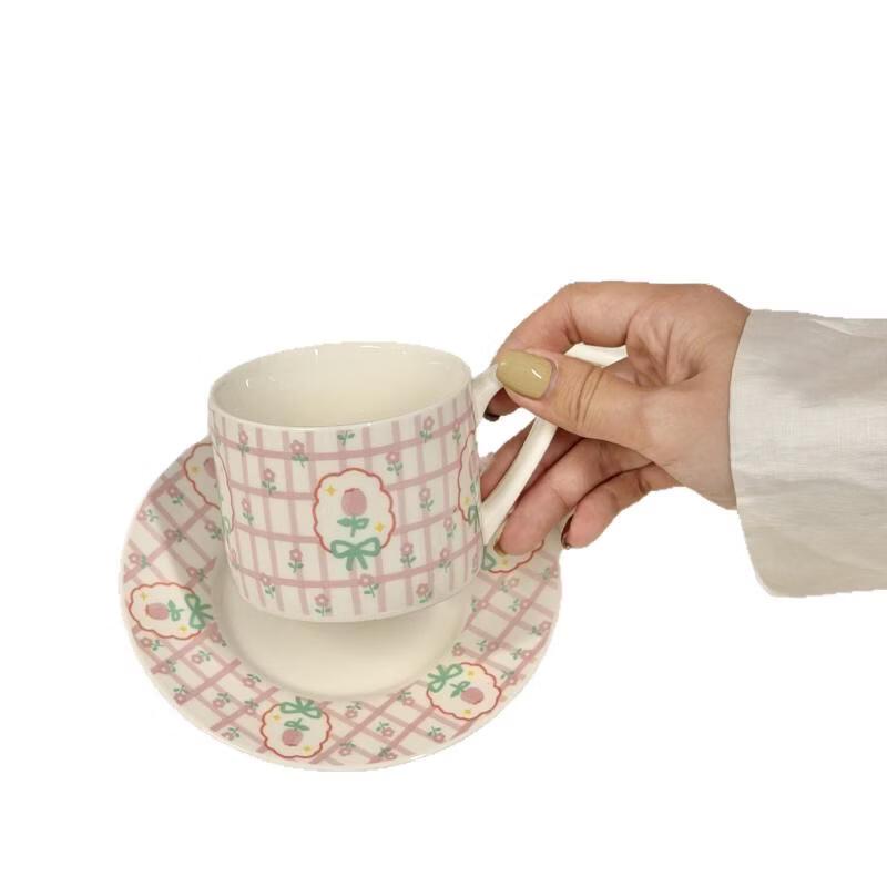 OLOEY Ins Style Ceramic Coffee Mug & Saucer Gift Set
