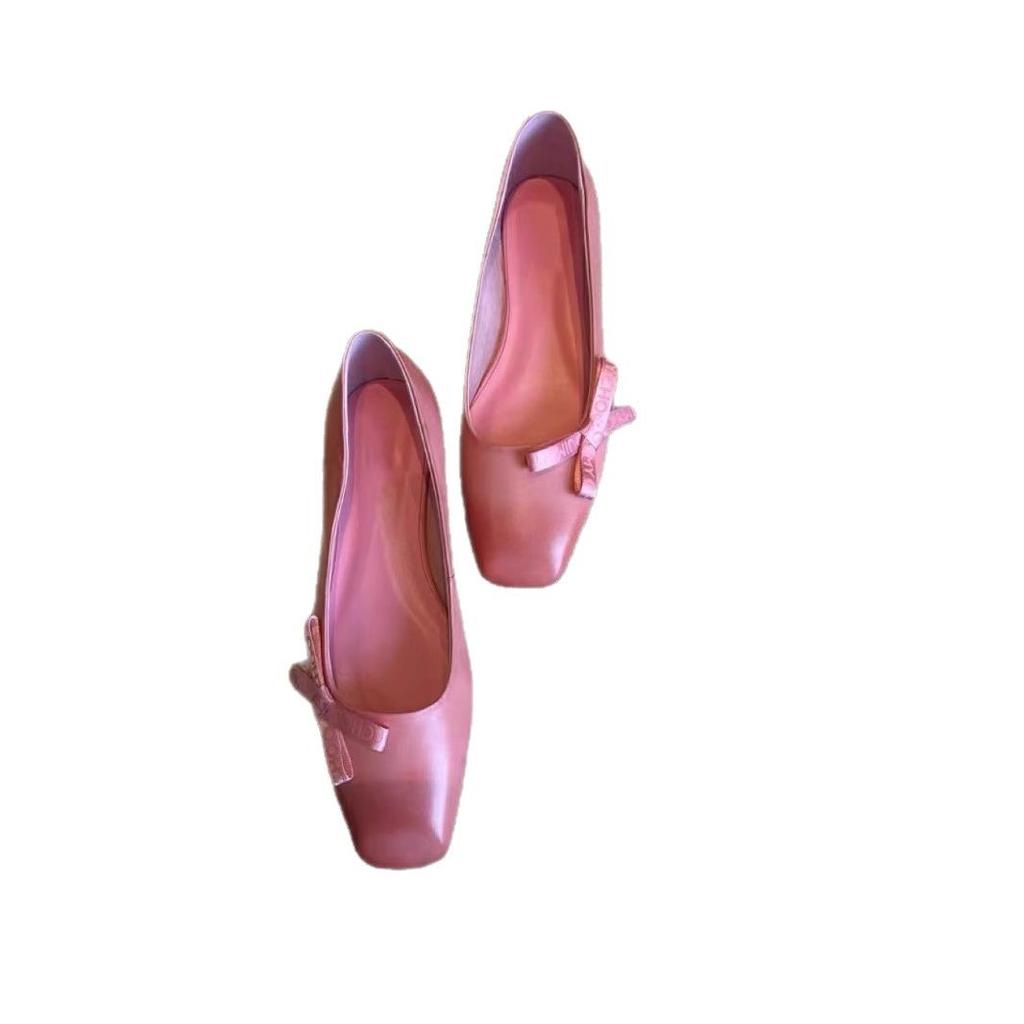 Версия из овчины~ Модные и милые туфли Мэри Джейн с бантом, женские туфли на плоской подошве с маленьким квадратным носком, туфли-лодочки в стиле милой сестры