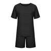 Yousheng Women's Cotton Linen 2-Piece Outfit Short Sleeve Crewneck Pullover Top And Shorts Set with Pockets Summer Casual Loungewear Tracksuit