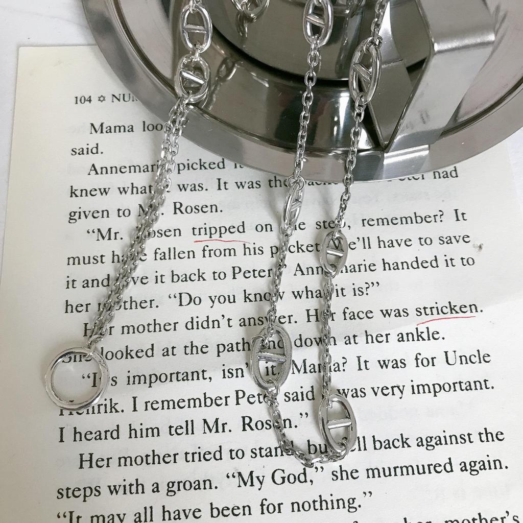 Браслет и цепочка для свитера из серебра 925 пробы в форме свиного носа из Южной Кореи