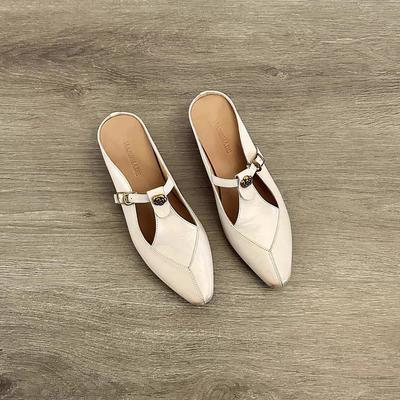 Версия из коровьей кожи~ ретро остроносые камелии крутые тапочки женская обувь кожаные толстые каблуки туфли