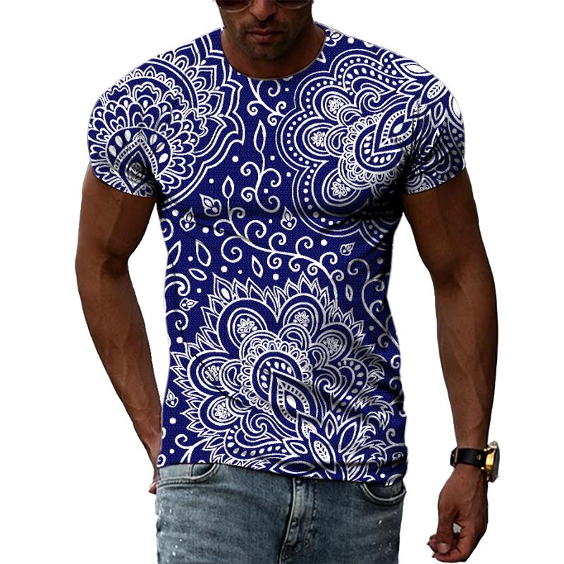 Color Nationality Floral Pattern Unisex T-shirts 3D Fashion Casual Hip Hop Summer Tee Personality Trendly Men Print Short Sleeve