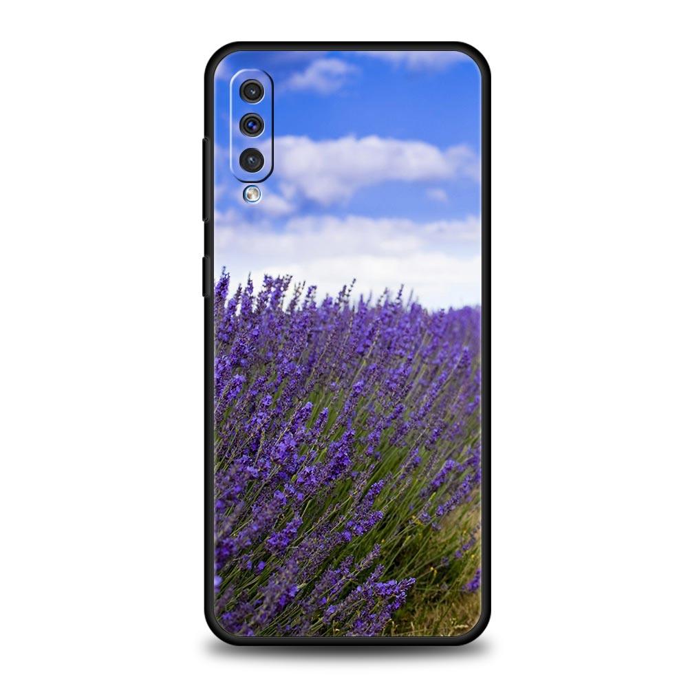 Простой лавандовый фиолетовый чехол с цветами для Samsung A54 A52 A24 A14 A50 A70 A40 A20S A20E A06 A12 A22 A34 A42 A32 5G A04s A16
