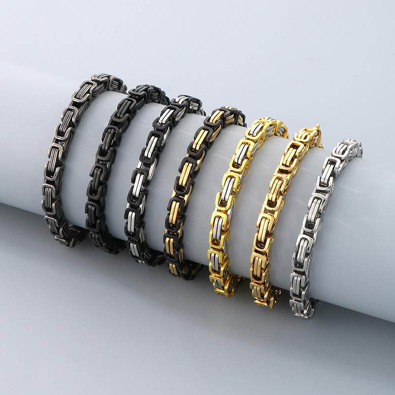 Factory Men's Stainless Steel Byzantine Chain Bracelet King Chain Bracelet Hip Hop Chunky Chain Bracelet