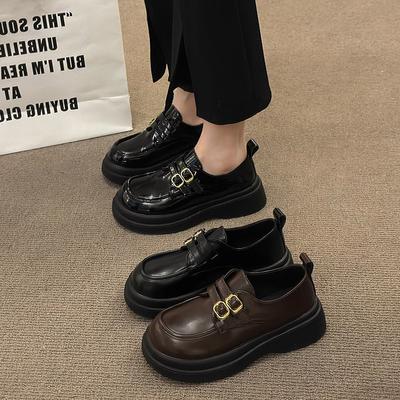 Лоферы в британском стиле женские осень 2025 новые французские jk с юбкой маленькие кожаные туфли платформа лакированная кожа одинарные туфли