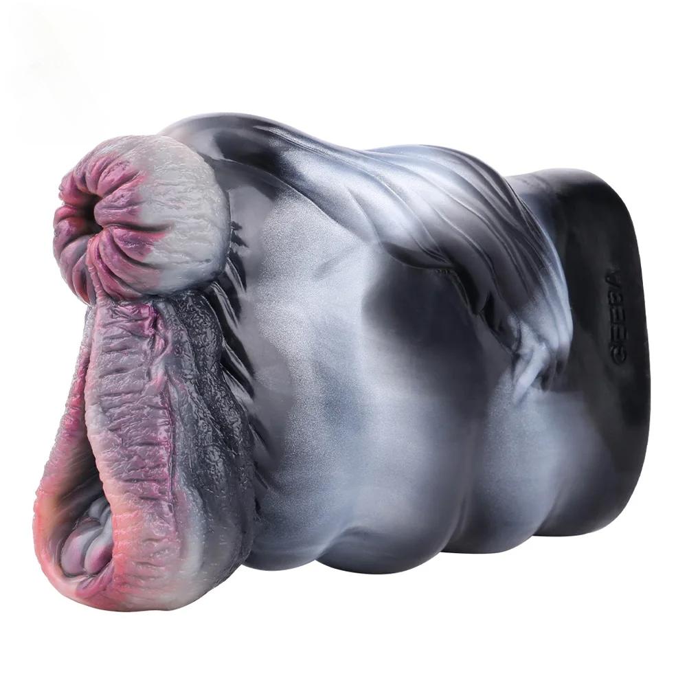 Двухканальная чашка для мастурбации в виде лошади и животного, мягкий силиконовый мужской мастурбатор, реалистичная вагина, массаж простаты, секс-игрушка для взрослых