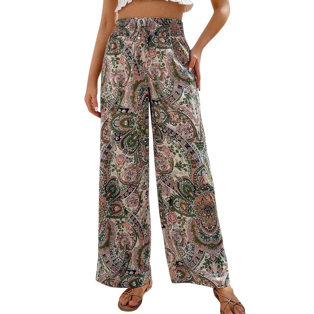 Новые женские модные эластичные удобные повседневные свободные брюки со средней талией и принтом