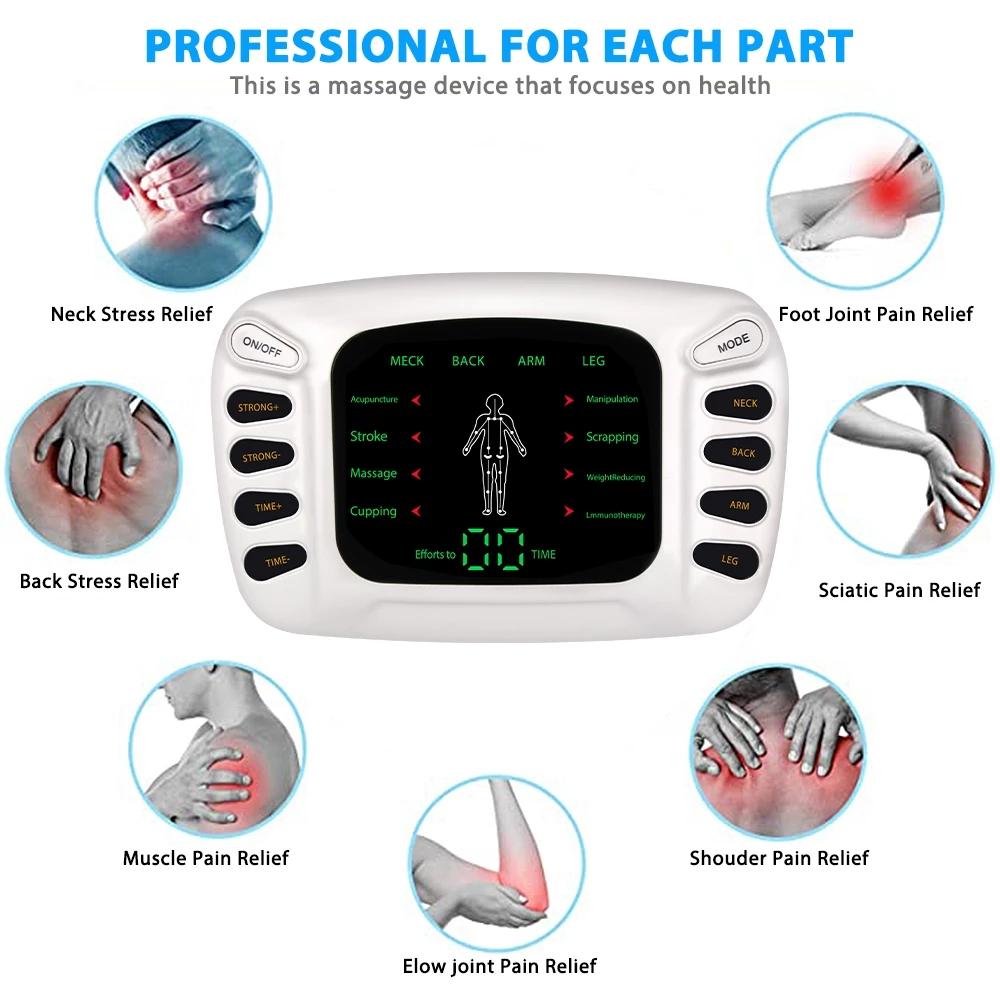 EMS Machine Electric Physiotherapy Tens Body Electrical 8 Pads Muscle Stimulator Pulse Acupuncture Back Neck Slipper Massage