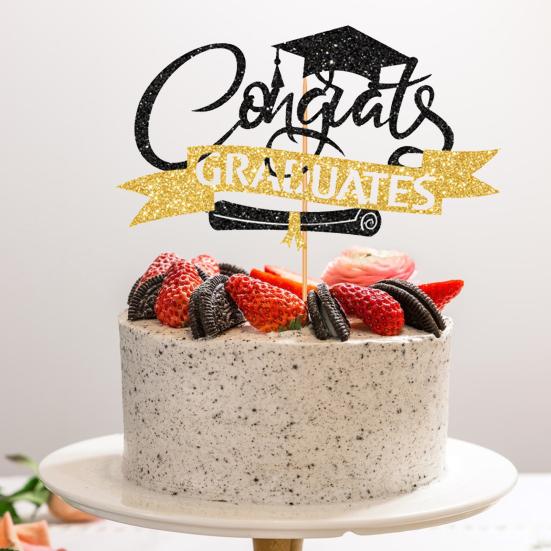 Yousheng Congratulations 2024 Graduation Cake Topper Graduation Season Birthday Cake Insert Congrats Grad Party Decor Supplies