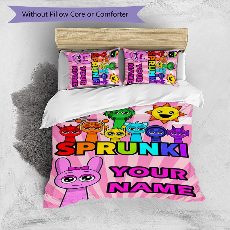 3pcs SPRUNKI9 Cover Set - Personalized Name, HD Printed Bedding with 1 Cover and 2 Pillowcases - Perfect for Home Decor, Easy Care