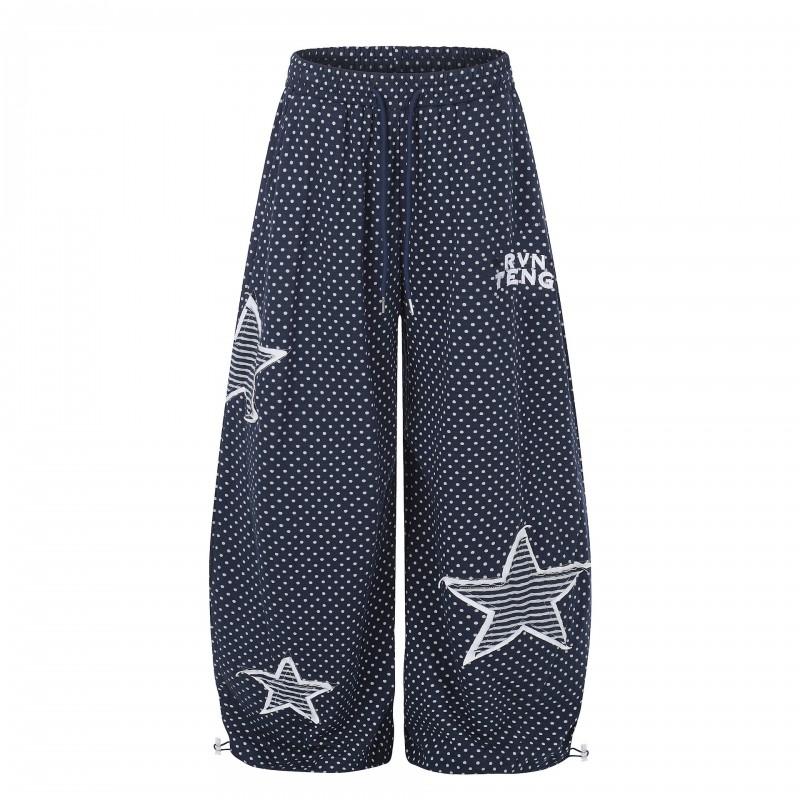 Star Embroidery Sweatpants Unisex Loose Wide Leg Joggers Dance Streetwear