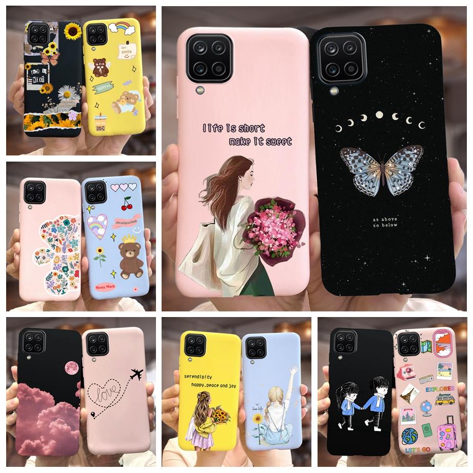 For Samsung Galaxy A12 Case M12 F12 Cue Candy Painted Cover Soft Silicone Phone Case For Samsung A12 M 12 GalaxyA12 Coque Bumper