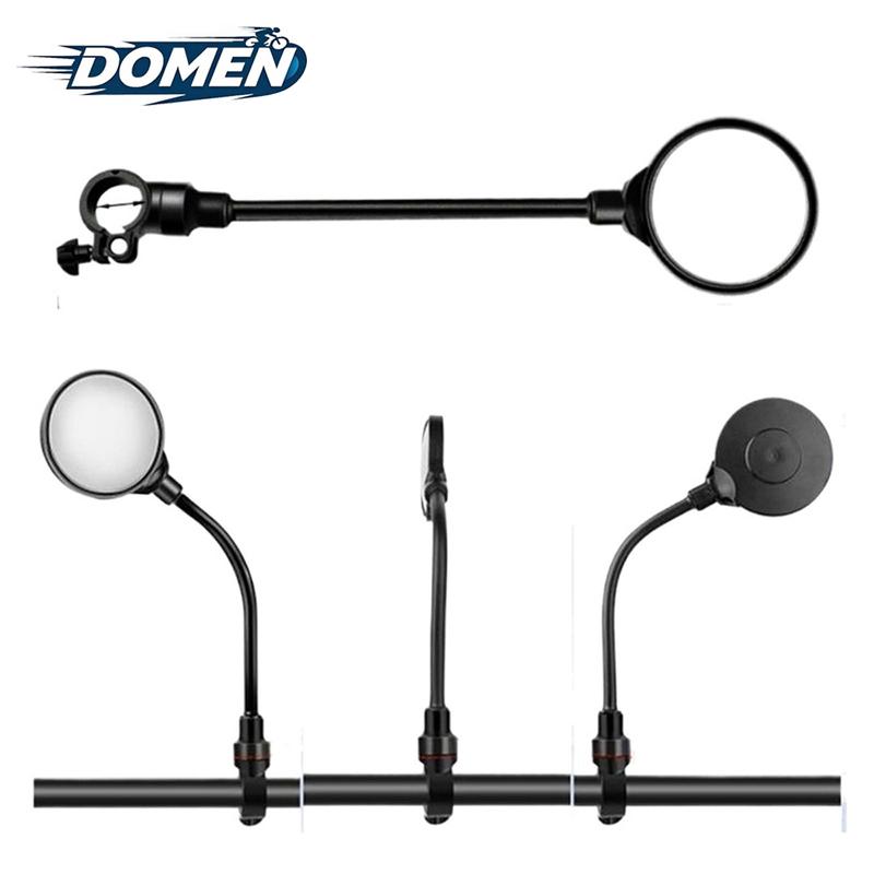 DOMEN Bicycle Rearview Handlebar Mirrors 360 Rotatable for Bike Motorcycle Bendable Hose Adjustable Wide Angle Rear View Mirror