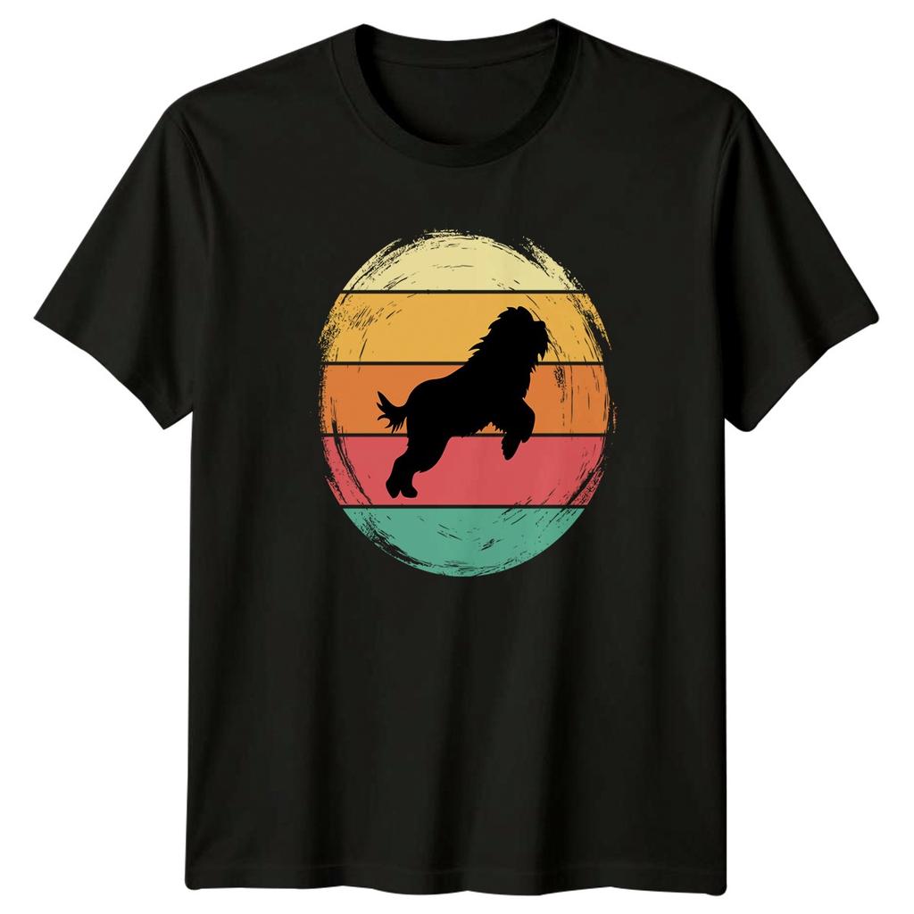 Retro Sunset Shaggy Dog Silhouette TShirt Dog Owner Pet Lover Gift For