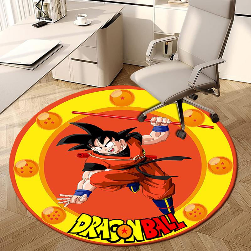 1pc Dragon Ball Character Artwork Round carpet, Made of Polyester,Perfect for Decorating Office Chairs, Living Rooms,Vibrant Decorative Rug