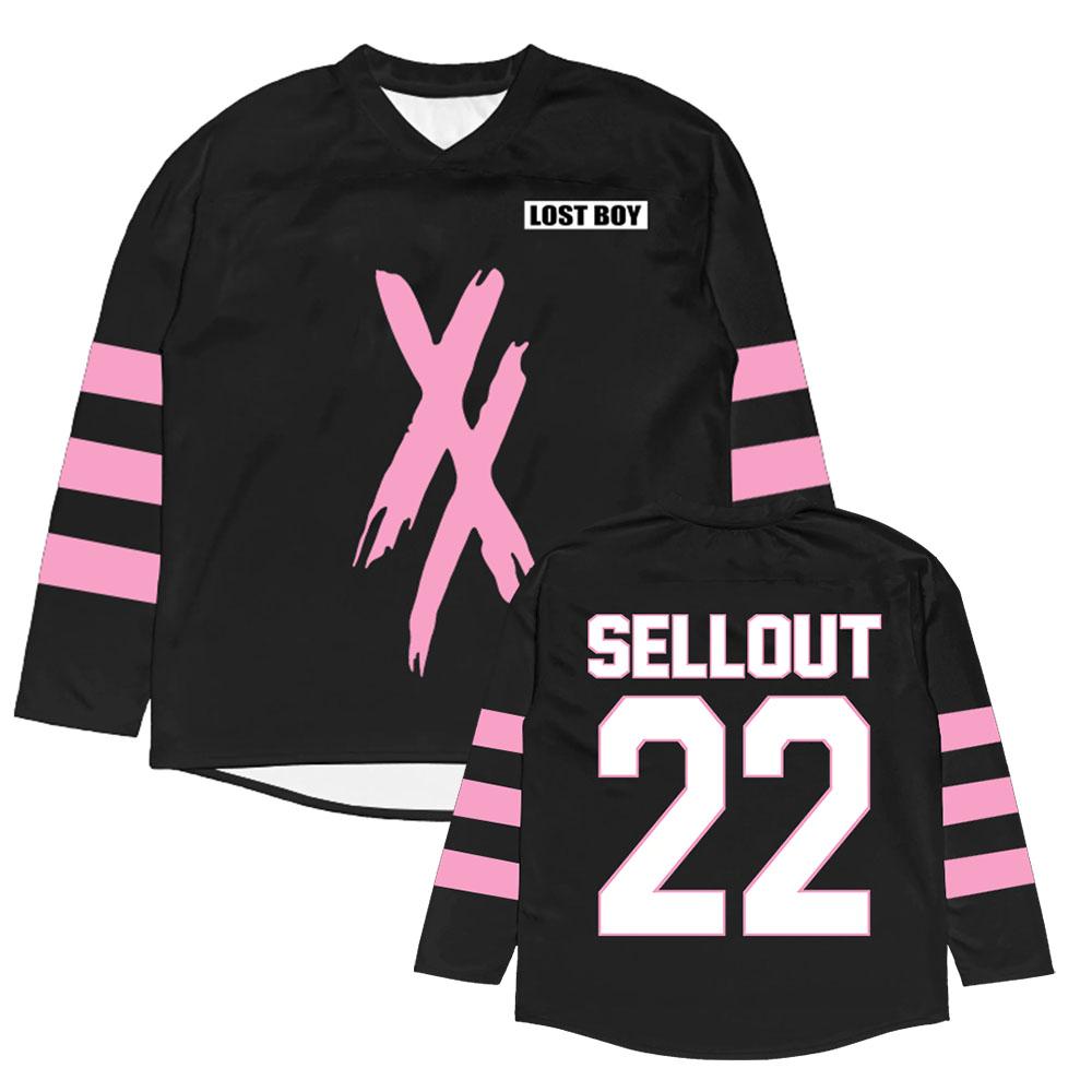 Lost Boy Machine Gun Kelly MGK Football Tee Jersey V-neck Summer Short Sleeve T-shirt Graphic Print Tee Casual Unisex Top