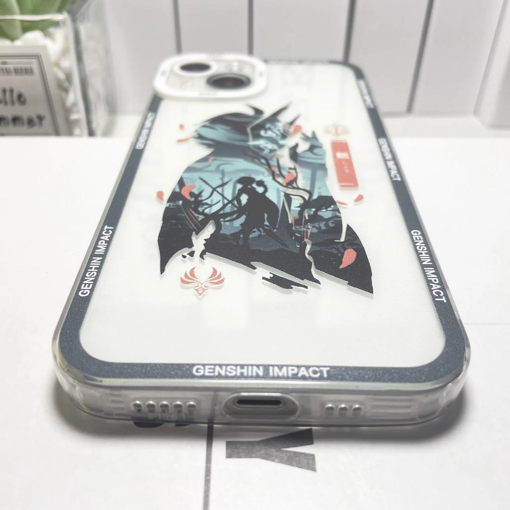 Чехол для телефона Genshin Impact для iPhone 16 15 14 13 12 11 Pro Max Mini XS X XR SE 7 8 Plus Ху Тао Чжун Ли Райдэн Эйген Сяо Funda
