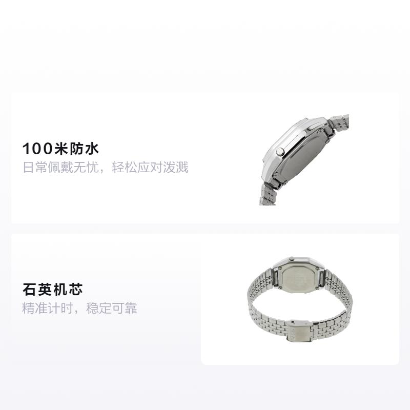 Casio Серия YOUTH - маленькие металлические квадраты, модный ретро-бизнес, водонепроницаемый ЖК-дисплей, кварцевый механизм, ремешок из нержавеющей стали, LA680WA-4C