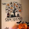 Library Wall Decor Grow Your Mind Tree Decal, Fall Halloween Christmas Reading Themed Holiday Stickers for Kids Sticker, Inspirational Educational