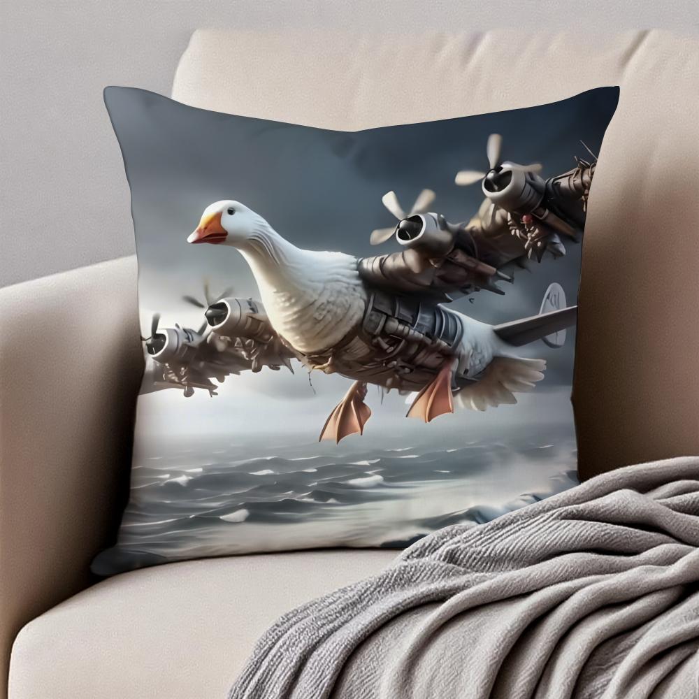 Funny italian brainrot create animals Cushion Cover Pillowcase Antidustmite Invisible Zipper Short Plush Sofa Cushion