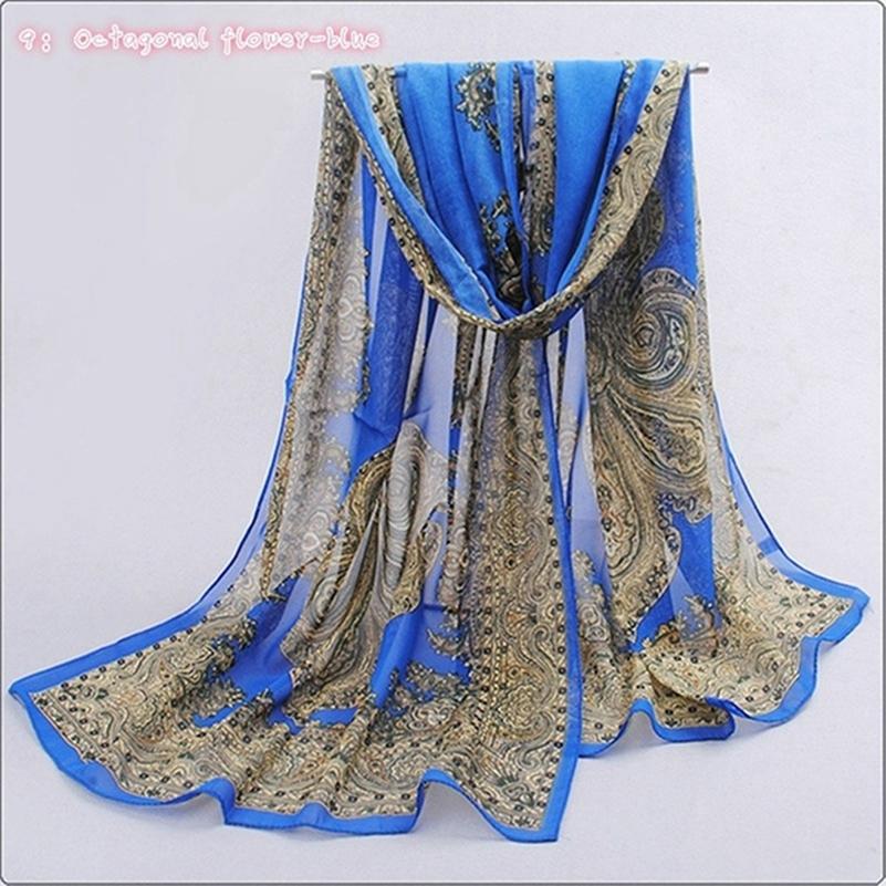 Fashion Women Chiffon Scarf Polyester Print Autumn Summer Pattern Silk Scarves Shawl